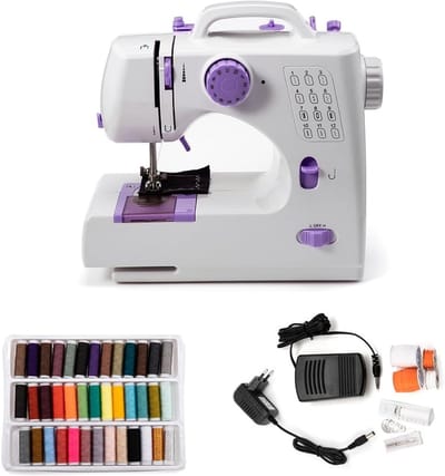 Elektrische Naaimachine - Draagbare Machine - Beginners Naaien - 12 Steekpatronen - 28 x 29 x 12 cm - Lila