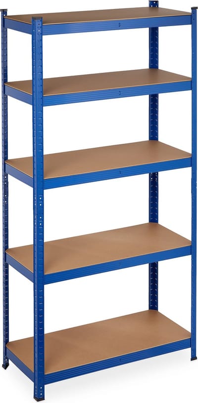 stellingkast - 875 kg - staal - 180 x 90 x 40 cm - 5 etages - steeksysteem - garage - blauw