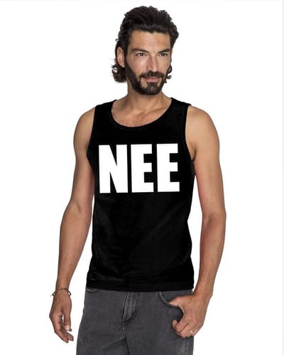 Nee tekst singlet shirt/ tanktop zwart heren S