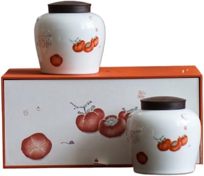 Keramische losse thee-opslagpot Huishoudelijke keuken Kruidenopslagpot Chinese theeset Dubbele pot Geschenkdoosset Koffiedikopslag(B)