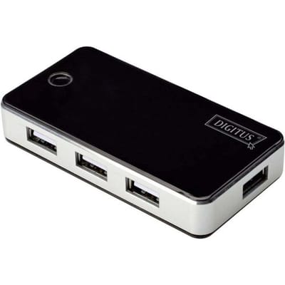 Digitus DA-70222 DA-70222 USB-hub 7 poorten USB-A USB 2.0 480 MBit/s Zwart, Zilver