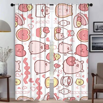 Elegante Kamergordijnen voor Camera Roze Varken Tule voor Slaapkamer Moderne Woonkamergordijnen 2 Stuks Scheidingswand Raamgordijn Shades W50xH70cmx2pcs-CL