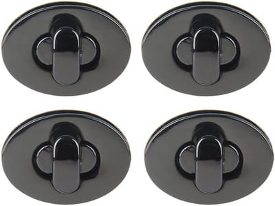 4 Stuks Ovalen Metaal Draaivergrendeling, Draaivergrendeling voor DIY Projecten, Handtas en Koffiezetapparaat Accessoires, Zwart