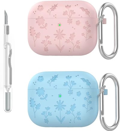 Beschermhoes voor AirPods Pro 3 (2025) met Bloemenpatroon - Inclusief Reinigingspen en Sleutelhanger | Volledige Bescherming