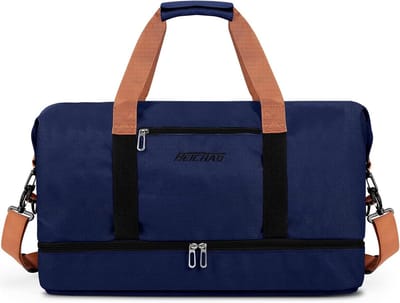 Weekendtas - Blauw - 46 x 25 x 28 cm - Waterdichte Sporttas met Schoenenvak - Voor Heren
