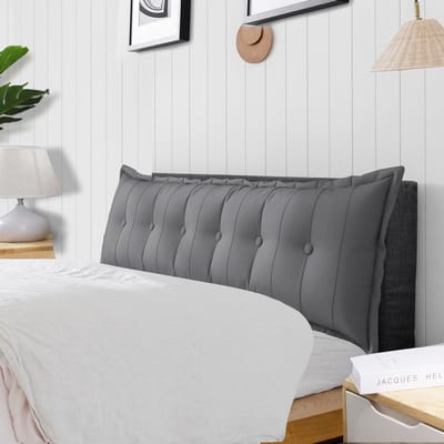 Groot Leeskussen - Bed Rugsteun - Comfortabel Zitten - Afneembare Hoes - 180 x 50 cm - Grijs