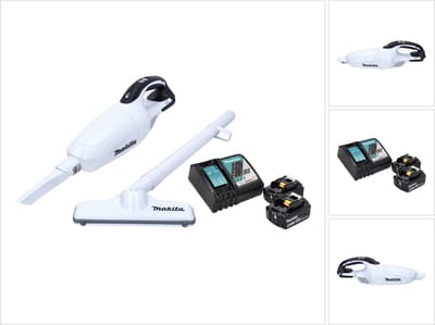Makita DCL 181 FRGW accu stofzuiger 18 V wit + 2x accu 6.0 Ah + lader