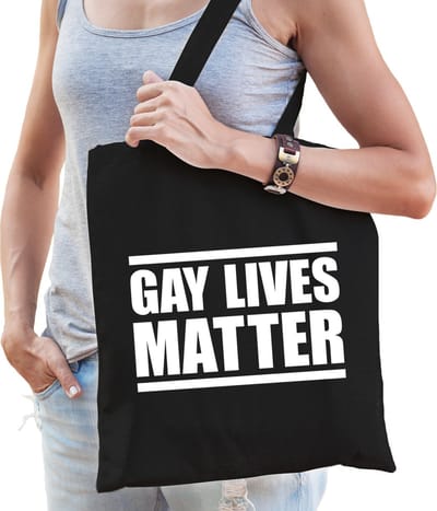 Gay lives matter anti homo discriminatie tas zwart voor dames - staken / betoging / demonstratie / protest shopper - lhbt / gay / lesbo