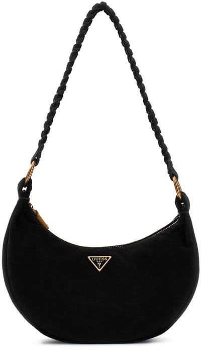 GUESS Leren schoudertas Amita Hobo Crossbody Bag Black zwart