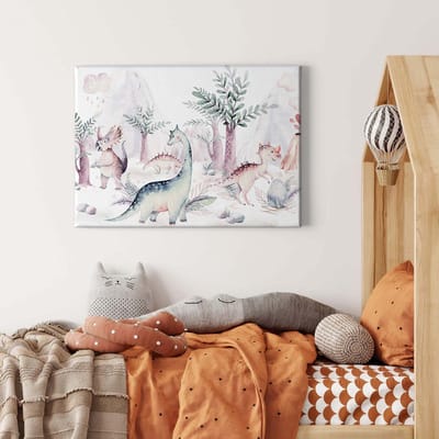Canvas print DD123093 DinosaursWorld A.S. Création 0,7 x 0,5 m Wit Kantoor Hal/Gang Keuken Slaapkamer Woonkamer