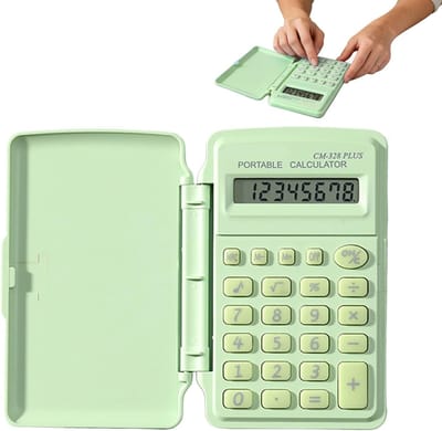 Mini Rekenmachine - Draagbaar apparaat - School en kantoor - Met beschermkap - 10x6 cm