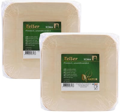 Humbert Taartbordjes - gebaksbordjes - van geperst hout karton - 20x - beige - vierkant - Dia 14 cm - party bordjes - wegwerp servies