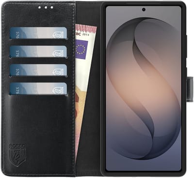 Rosso Element Geschikt voor Samsung Galaxy S26 Ultra | Wallet Book Case | Portemonnee Hoesje | 3 Pasjes | Magneetsluiting | Stand Functie | Zwart