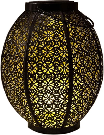 Anna's Collection buiten Lantaarn - tuinverlichting - solar - zwart met goud - 19 x 23 cm - Tuinverlichting - Tuinlampen - Solarlampen