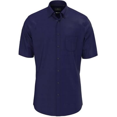 Fynch-Hatton Overhemd Seersucker Solid Color Short Sleeve Button-Down Navy / male