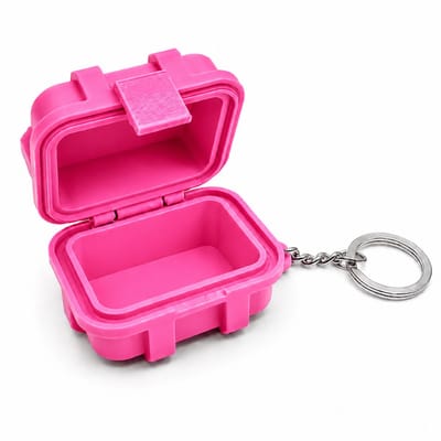 Mini Rugged Box Sleutelhanger Hardcase Opbergdoos 6x5x4 cm - Waterdichte Pocket Organizer - Mini Hardcase Voor Sleutels Geld Pillen SD Kaarten Schroeven En Kleine Accessoires - EDC Travel Case Voor Jas Tas En Auto - Roze