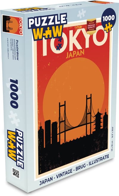 Puzzel Japan - Vintage - Brug - Illustratie - Legpuzzel - Puzzel 1000 stukjes volwassenen