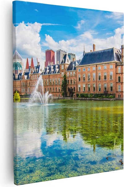 Artaza Canvas Schilderij Binnenhof - 40x50 cm - Wanddecoratie Stad - Muurdecoratie Skyline - Kamer Accessoires