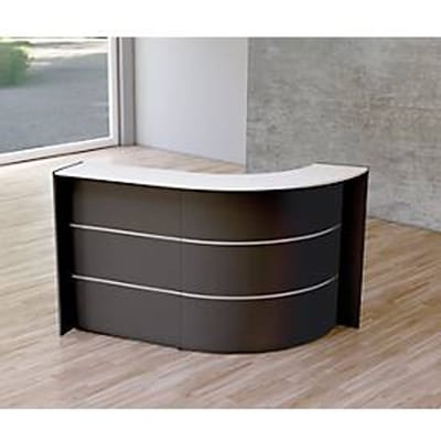 Gebogen ontvangstbalie Faro Kompakt, 2 elementen, kabelgeleiding, B 1750 x D 950 x 1120 mm, antraciet/antraciet