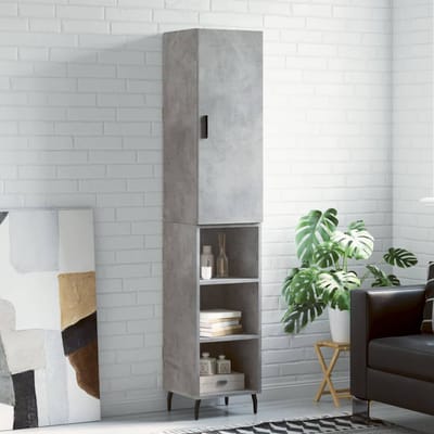vidaXL - Hoge - kast - 34,5x34x180 - cm - bewerkt - hout - betongrijs