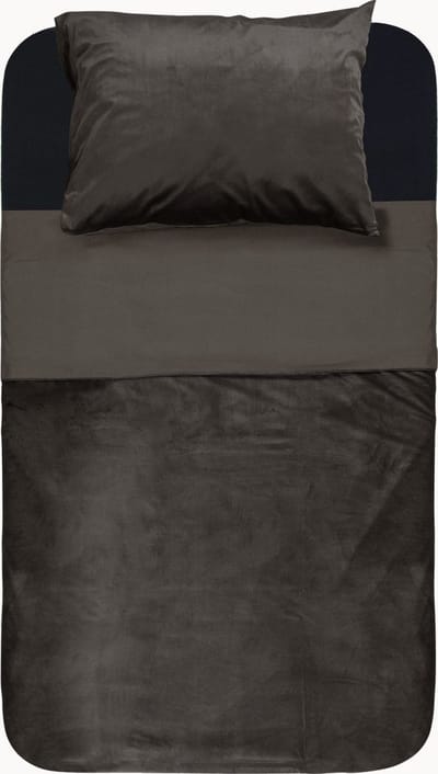 Y-NOT - Dekbedovertrek - Velvet Met Bies Deep Taupe - 1 Persoons - Taupe