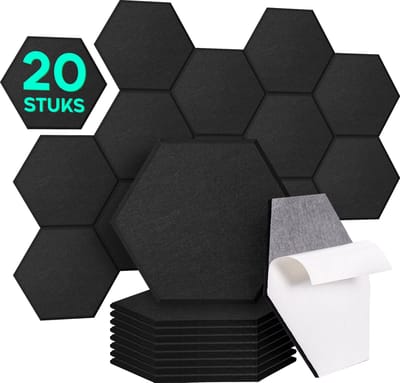 AcouStick 20 akoestische panelen - Zelfklevend - Wandpanelen - Geluidsisolatie - Geluidspanelen - Plaktegels - Zwart