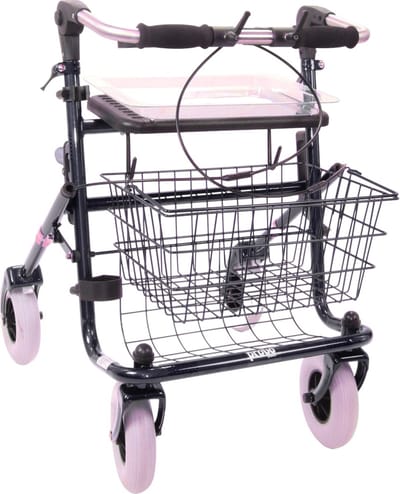 Rollator 43 cm zitbreedte - Premis Provo - Tot 120 kg - In hoogte verstelbaar - Inklapbare Duwbeugel - Dubbelzijdig geremd - Metallic Zwart