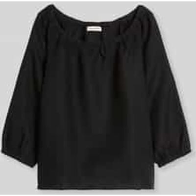 regular fit blouse van puur linnen met carmenhals