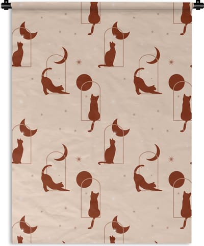Wandkleed - Wanddoek - Kat - Sterren - Patronen - 150x200 cm - Wandtapijt
