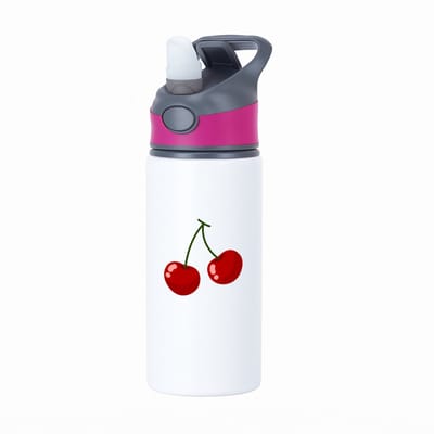 Hacebo® - Kers waterfles met rietje roze - Kersen - Fruit liefhebbers - Fruit - bessen - gezond eten - water fles - 650ML