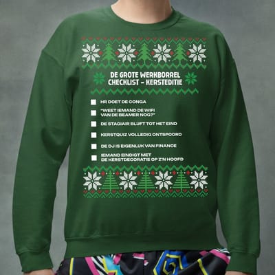 Kerst Trui Groen Kerstborrel - De Grote Werkborrel Checklist Kersteditie V2 XS