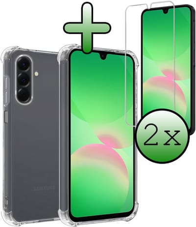 Hoesje Met Screenprotector - 2 Stuks - Geschikt voor Samsung Galaxy A26 - Sterk & Shockproof - Siliconen Case - Back Cover - Telefoon Hoes - Shock Proof - Transparant