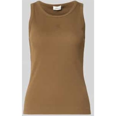 Bordeaux ronde hals gestreepte en geborduurde fitted T-shirt dames s.Oliver
