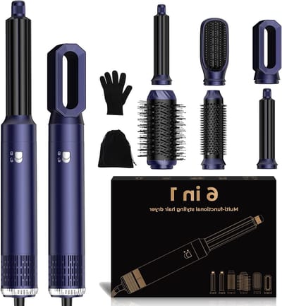 Haarstyler Pro - Haardroger Krultang - Haar Stylen - Automatische Luchtstroom - 6-in-1 - Blauw