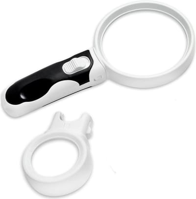 Vergrootglas - Loep - Loeplamp met LED - Luxe Handloep - 10x Vergroting - 2.5x Vergroting - Verwisselbare lenzen - Able & Borret
