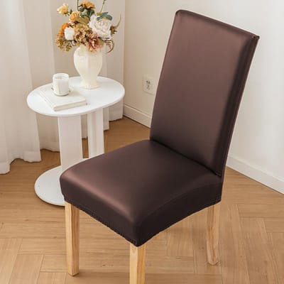 Leren Stoelhoes Waterdicht Oliebestendig Antislip Stoelhoes Huishouden Effen Kleur Verdikte Eetstoelhoes M  45-55cm) black