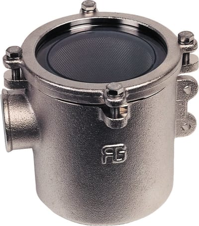 Allpa brons-vernikkeld Koelwaterfilter 2" met RVS Zeef hoogte 215mm