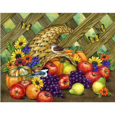 Diamant borduurwerk 5d Diy volledige ronde dierenvogel en fruit strass 20X30CM beige