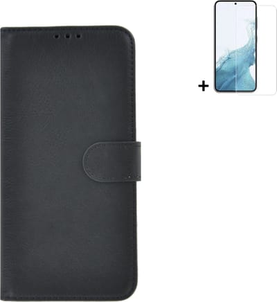 MoDo hoesje Geschikt voor Samsung Galaxy A54 - Kunstleer Book Case - Zwart hoesje met screenprotector