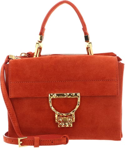 COCCINELLE Leren Handtas Schoudertas Arlettis Suede Droplet Handbag Tangerine Oranje