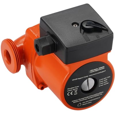 Pompe de circulation LPS25-6S/130 en fonte, 1/8 CV, 220-240V 55 LPM Pompe de circulation de recirculation d'eau chaude, Raccordement fileté, Réglage 3 vitesses,