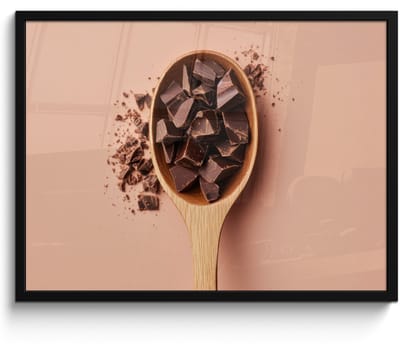 Poster in lijst - Fotolijst 70x50 cm - Posters - Chocola - Hout - Lepel - Posterlijst zwart - Decoratie - Wanddecoratie woonkamer - Muurdecoratie slaapkamer