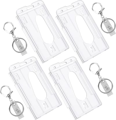 Duurzame ID Kaart Houder van Hard Plastic, 4 Stuks, Transparante Badge Houder voor Identiteits- en Creditcards, Ideaal voor Werk en Evenementen