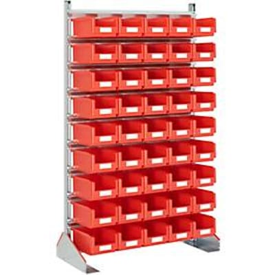 Staand magazijnrek enkelzijdig, B 1130 x D 500 x H 1885 mm, 45 x 7,5 l, rood