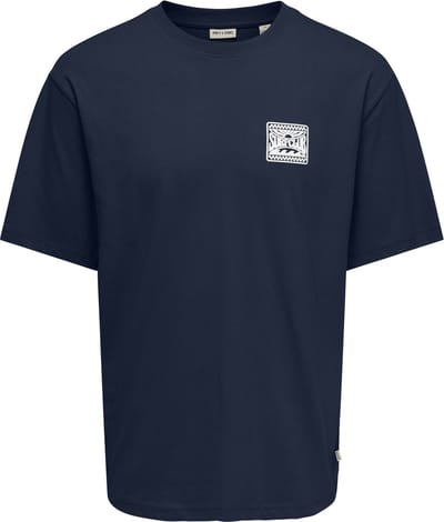 Only & Sons T-shirt Onsmilo Sketch Life Rlx Coast Ss T 22039621 Dress Blues/tampa Bay Mannen Maat - S
