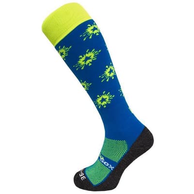 WeirdoSox Sterren Splash Blauw/Geel sportsokken, hockeysokken, voetbalsokken - Maat 41/44