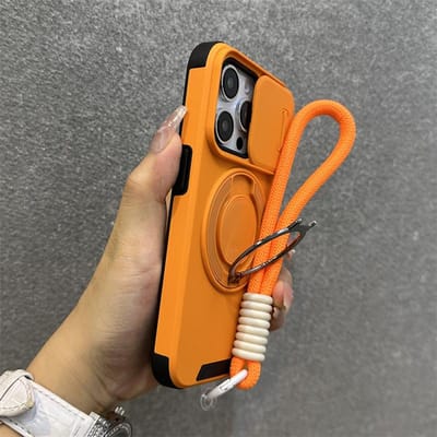 Coque magnétique de protection pour appareil photo avec anneau coulissant pour iPhone 16, 15, 14, 13, 12, 11 Pro Max, dragonne et cordon pour Magsafe, coque antichoc For iPhone 13 Pro