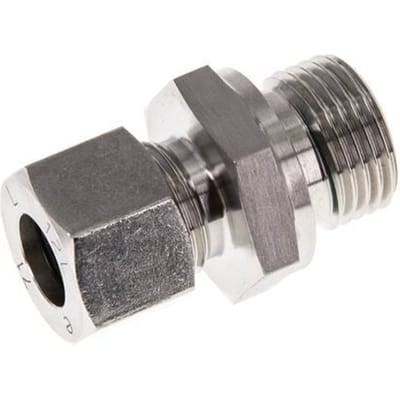 G 1/2'' Buitendraad x 12L RVS Rechte Snijring Koppeling met FKM Afdichting 315 Bar DIN 2353 - FL2S-MC-STFP-012G-12-L