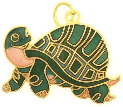 Behave - Hanger schildpad groen emaille goudkleur - balans & natuurstijl