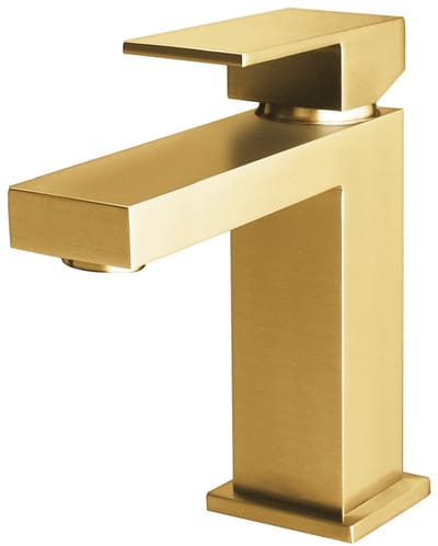 H&F Wastafelmengkraan Square Geborsteld Goud – Luxe Design Kraan – Eengreeps – Waterbesparend – Moderne Badkamer Kraan – Duurzaam & Stijlvol